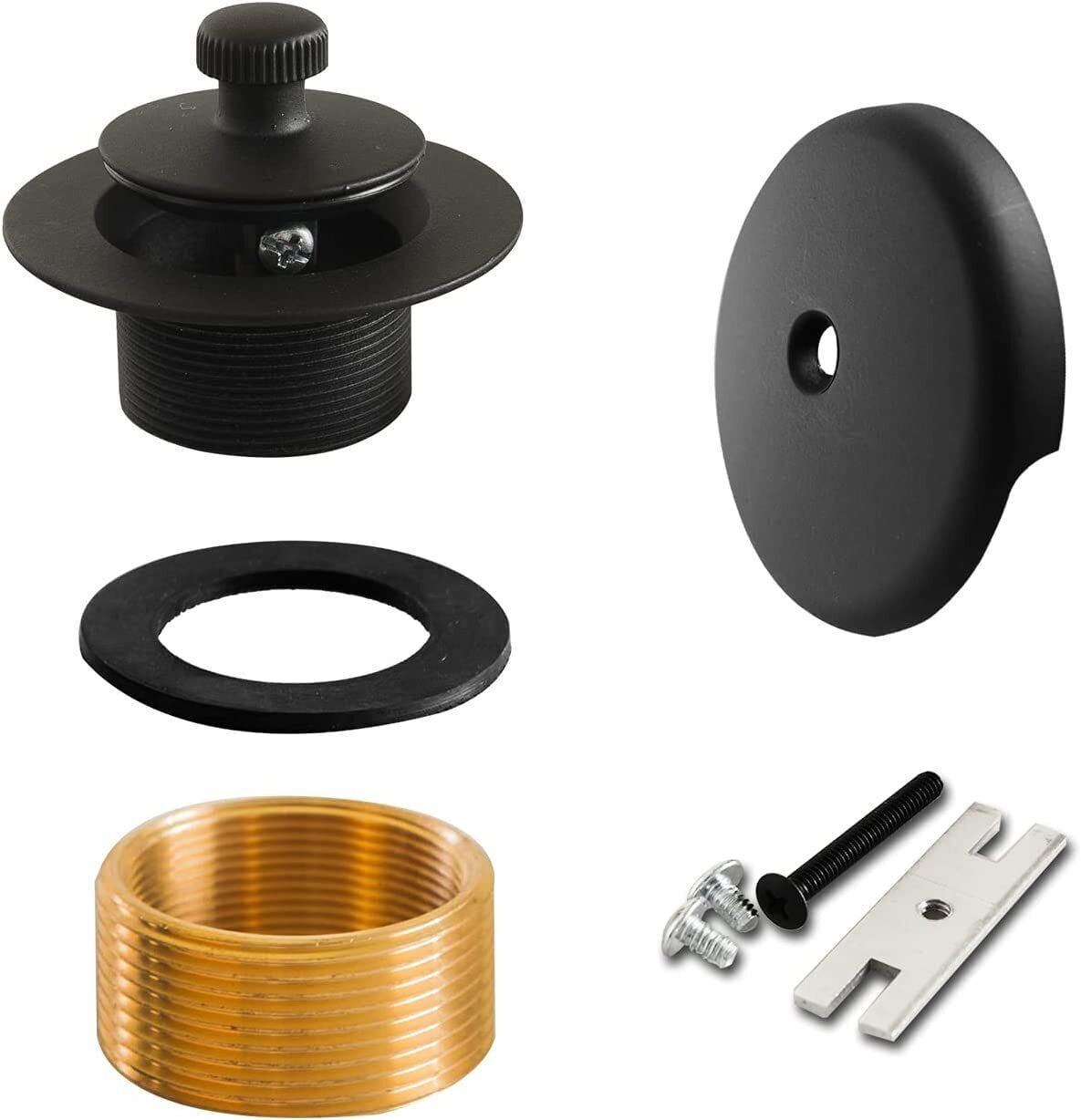 Lift and Turn Bathtub Drain Assembly Stopper Kit in Matt Black Color