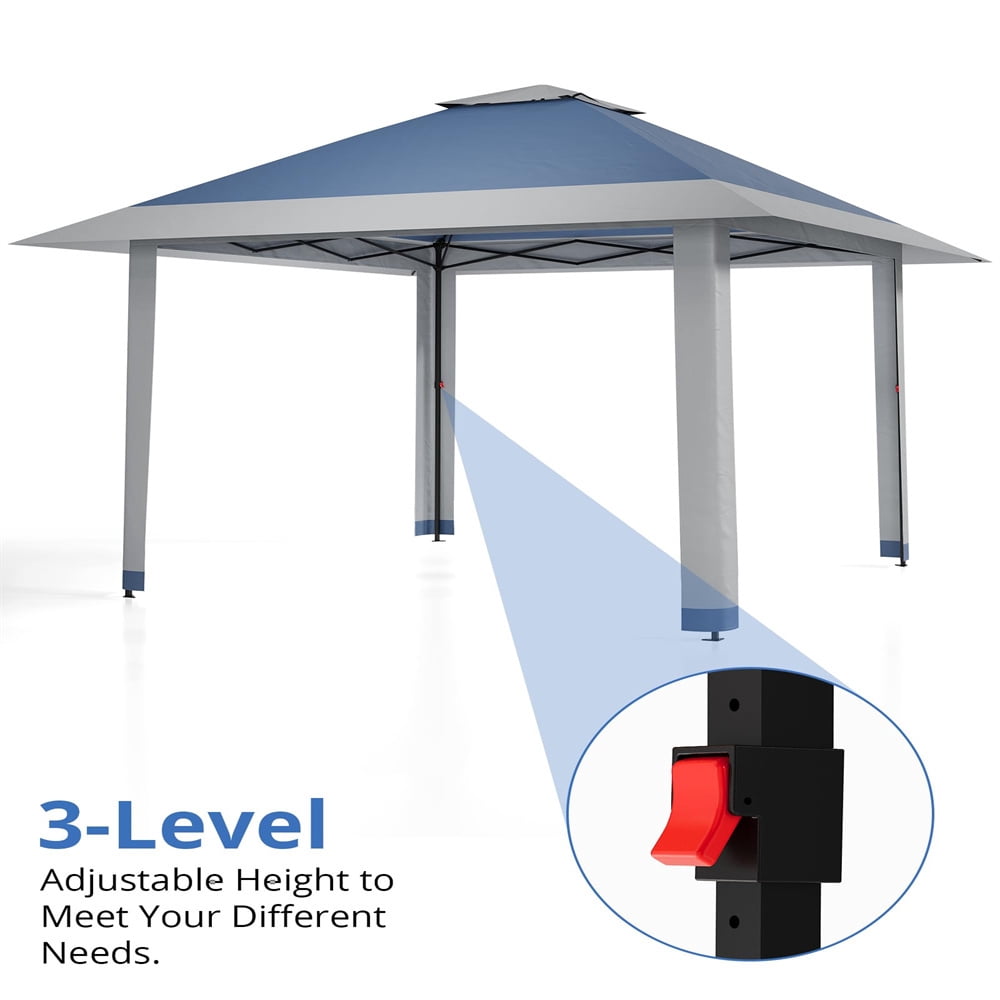13x13Pop-Up-Gazebo Outdoor Canopy Tent with Mosquito Netting, [Adjustable Height & Spacious] Pop Up Tent with Double Roof, UV-Resistant Outdoor Gazebo for Backyard, Patio, Lawn, Garden, Deck