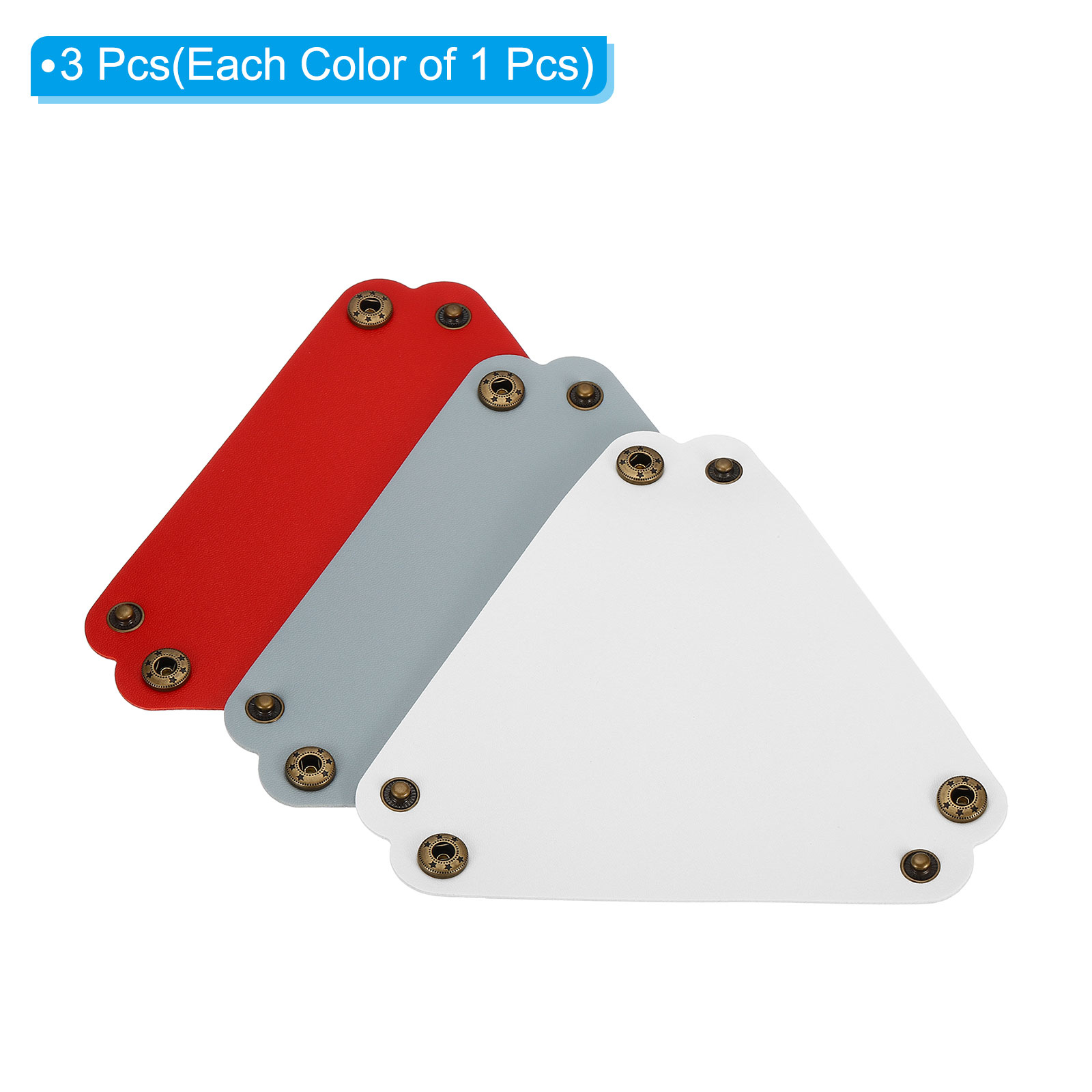 Unique Bargains 3pcs Catchall Foldable Leather Valet Tray White Blue Red