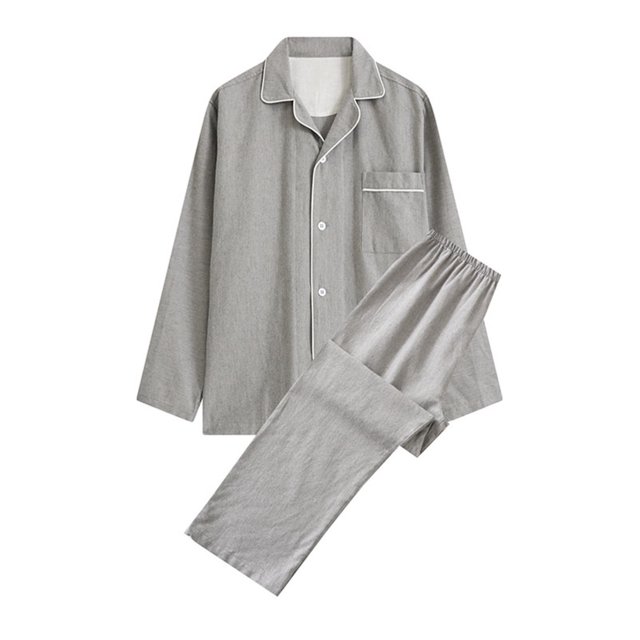 LSLJS Ensembles de Pyjama pour Hommes Décontractés Vêtements d'Intérieur Hauts à Manches Longues Pantalons Col Rabattu Pyjamas de Nuit Ensembles, Vêtements de Nuit pour Hommes Cadeaux pour Hommes