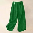 thumbnail image 2 of QATAINLAV 2025 Summer Pants for Women Lightweight Cotton Linen Beach Pants Loose Fit Elastic Waist Wide Leg Lounge Trousers with Pockets Green XXL Back to College Sale, 2 of 8
