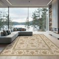 thumbnail image 2 of ODIKA 8'x10' Washable Area Rug Beige Olive Floral Elegance with Classic Border Intricate Blossom and Leaf Motifs on for King Size Bedroom Under Bed, Master Suite, Non-Shedding, Easy Care, 2 of 7