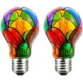 thumbnail image 1 of shiyou-A19/A60 Stained Glass LED Light Bulb Dimmable,E26 Base 4 Watts LED Color Bulbs,for Party Light,Festive Atmosphere,Home Lighting,Bedside Lamp,2 Pack, 1 of 4