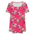 thumbnail image 5 of Xixinqiwan Womens Short Sleeve Tops Plus Size Tunic Shirts Square Neck Summer Floral Loose Fit Dressy Blouse Hot Pink XXL, 5 of 5