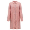 thumbnail image 5 of Arlun Womens Full Zipper Flannel Robes Fuzzy Soft Long Sleeve Loungewear Simple Solid Color Winter Warm Comfortable Sleepwear Casual Loose Knee Length Bathrobe Pink XL, 5 of 8