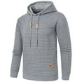 thumbnail image 2 of Tyhengta Mens Hooded Sweatshirt Casual Long Sleeve Drawstring Jacquard PlaidCloth Pullover Hoodies Lightgray M, 2 of 8
