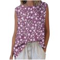 thumbnail image 2 of Womens Tops Plus Size Sleeveless Round Neck Floral Printed Casual Tank Top Hot Pink XL, 2 of 5