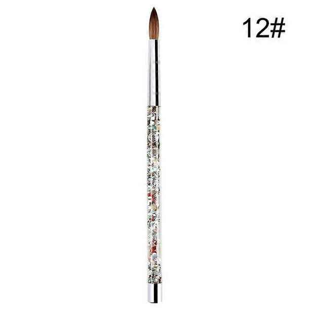 Nail Art Brush Acrylic UV Gel Glitter Painting Brushes Crystal Handle Nylon Hair Carving Flower Pens For Nail Art New