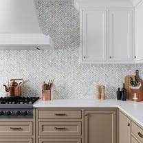 Serena 12 x 13 in. Honed White Gray Marble Mosaic Herringbone Wall and Floor Tile (5.29 sq ft/case) - 5 Pack