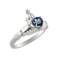 thumbnail image 3 of RYLOS Rings 14K White Gold Claddah Love, Loyalty & Friendship Ring Heart 6MM Gemstone & Diamond Claddagh Rings June Alexandrite Jewelry Size 13, 3 of 7