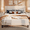 Beige, variant on Queen Bed Frame with Wingback Headboard, Metal Bed Frame 850lbs Capacity, Noise-Free Under Bed Storage, Beige