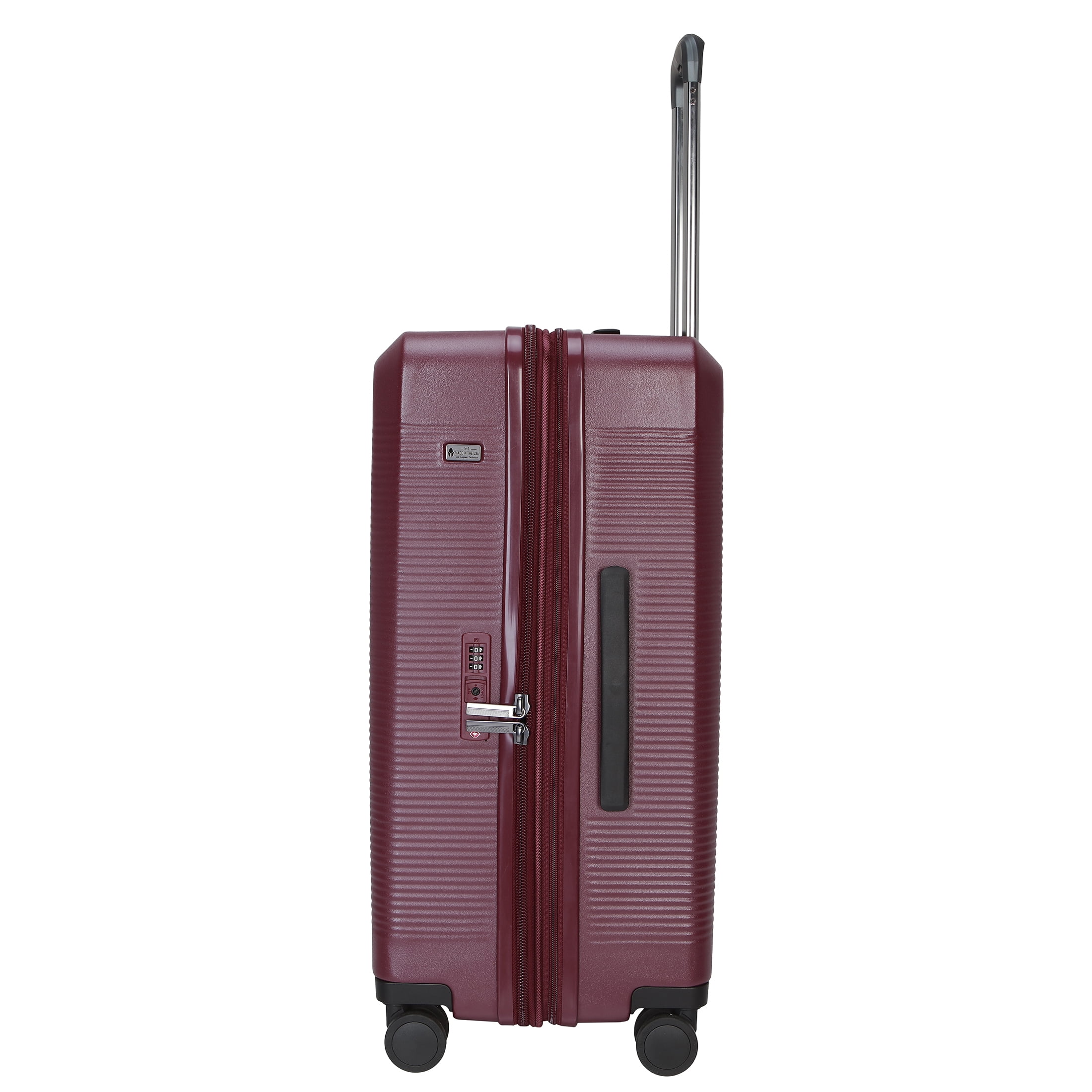btL 28-inch Checked Expandable Hardside Upright Luggage With 360 Spinner Wheels and Divider Pockets, Windsor Wine