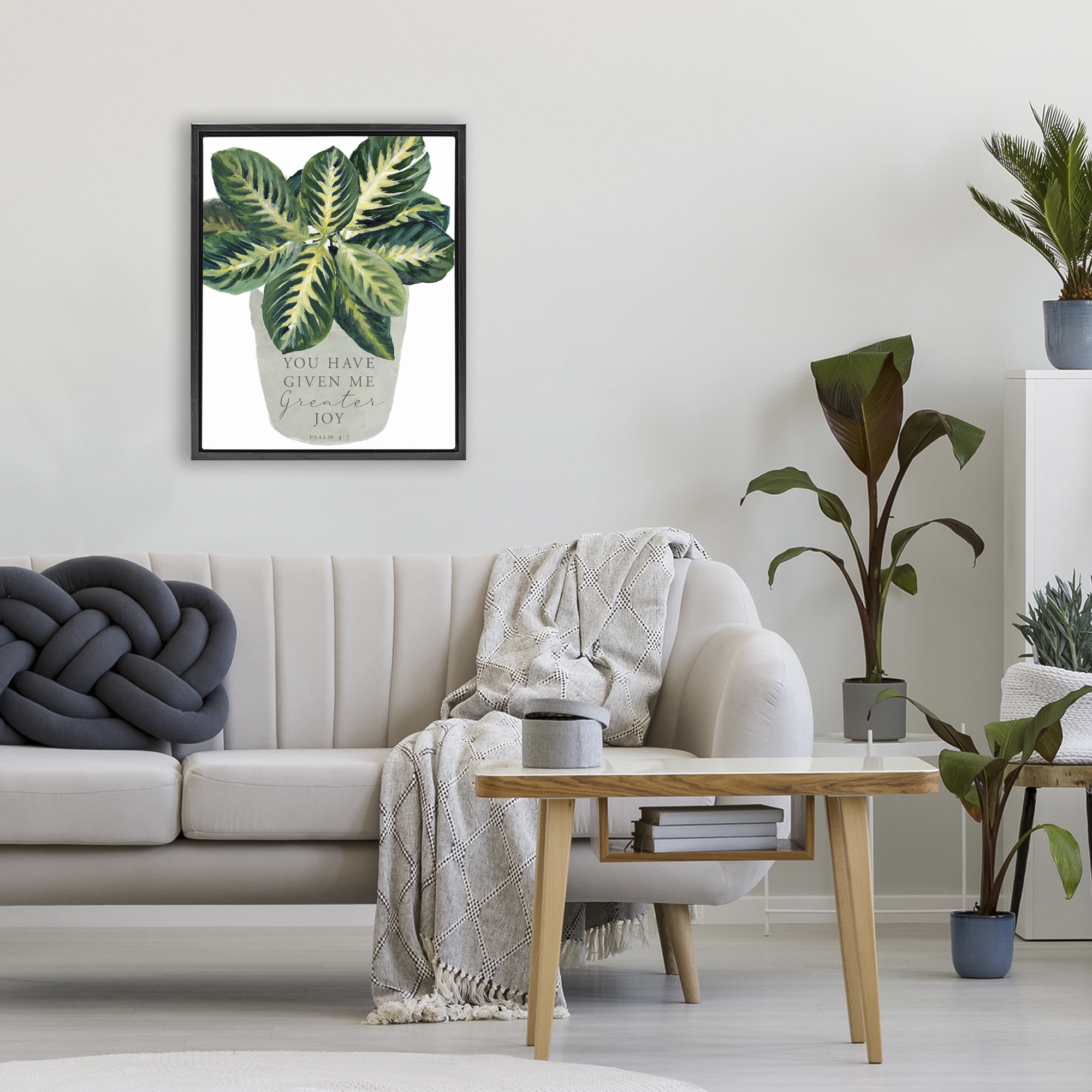 Stupell Industries Prayer & House Plant Black Framed Floater Canvas Wall Art, design by Lanie Loreth