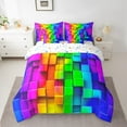 thumbnail image 2 of Erosebridal Futuristic Cubes Bedding Sets Twin Size,Geometric Plaid Comforter Sets with Sheets,Colorful Brick Bed in a Bag Twin size,Microfiber Buffalo Bedroom Decor,Reversible,7-Piece, 2 of 6