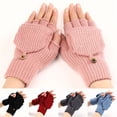 thumbnail image 5 of 1 Pair Thickened Windproof Solid Color Autumn Winter Knitting Mitten Half Finger Gloves Touch Screen Gloves Warm Gloves BLUE, 5 of 7