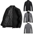 thumbnail image 1 of Mens Jacket Casual Solid Zippered Pocket Long Sleeve Woolen with Baseball Uniform Lightweight Jacket Casual Jacket Black M, 1 of 9