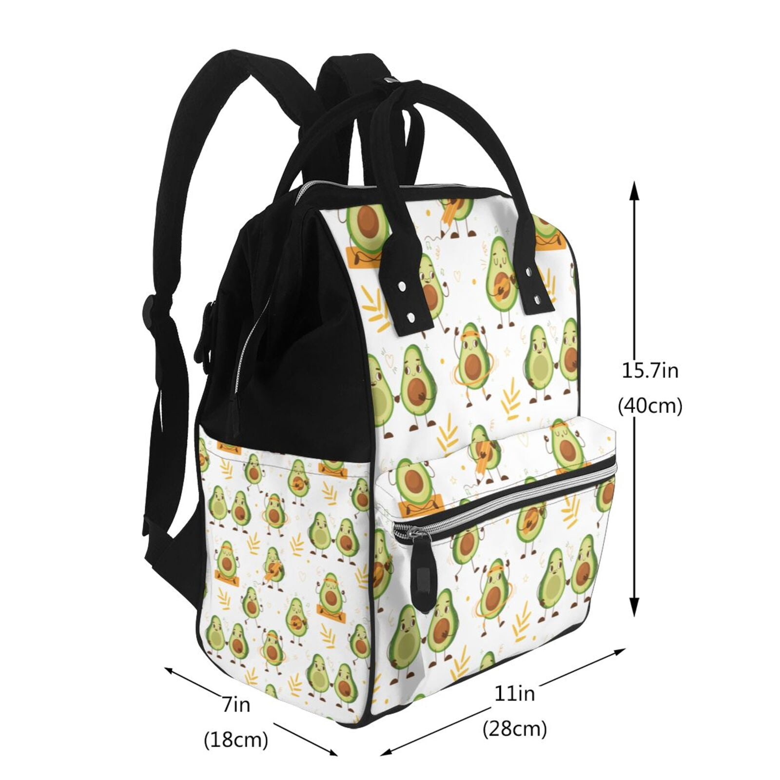 Fuzoiu Lovely Avocado Print Diaper Bag Backpack,Baby Essentials Travel Tote,Multi function Waterproof Diaper Bag, Travel Essentials Baby Bag - Unisex