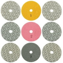 9 Pcs 4 Inch Diamond Polishing Pads Set, 3-Step Wet/Dry Grinding Pads for Granite, Marble, Concrete Floor Polishing, Angle Grinder Polishing with Resin, 4 in / 100 mm