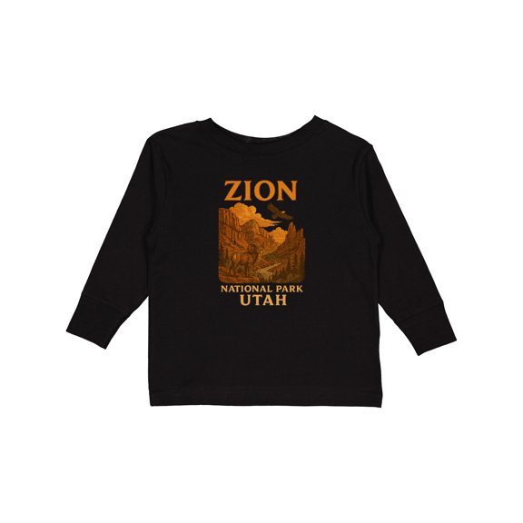 Inktastic Zion National Park Utah Vintage Landscape Art Boys or Girls Long Sleeve Toddler T-Shirt