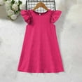 thumbnail image 4 of CYRBOKO Girls Summer Dresses, Flutter Sleeve Casual A-line Birthday Midi Dresses Hot Pink Size 8-9T, 4 of 9
