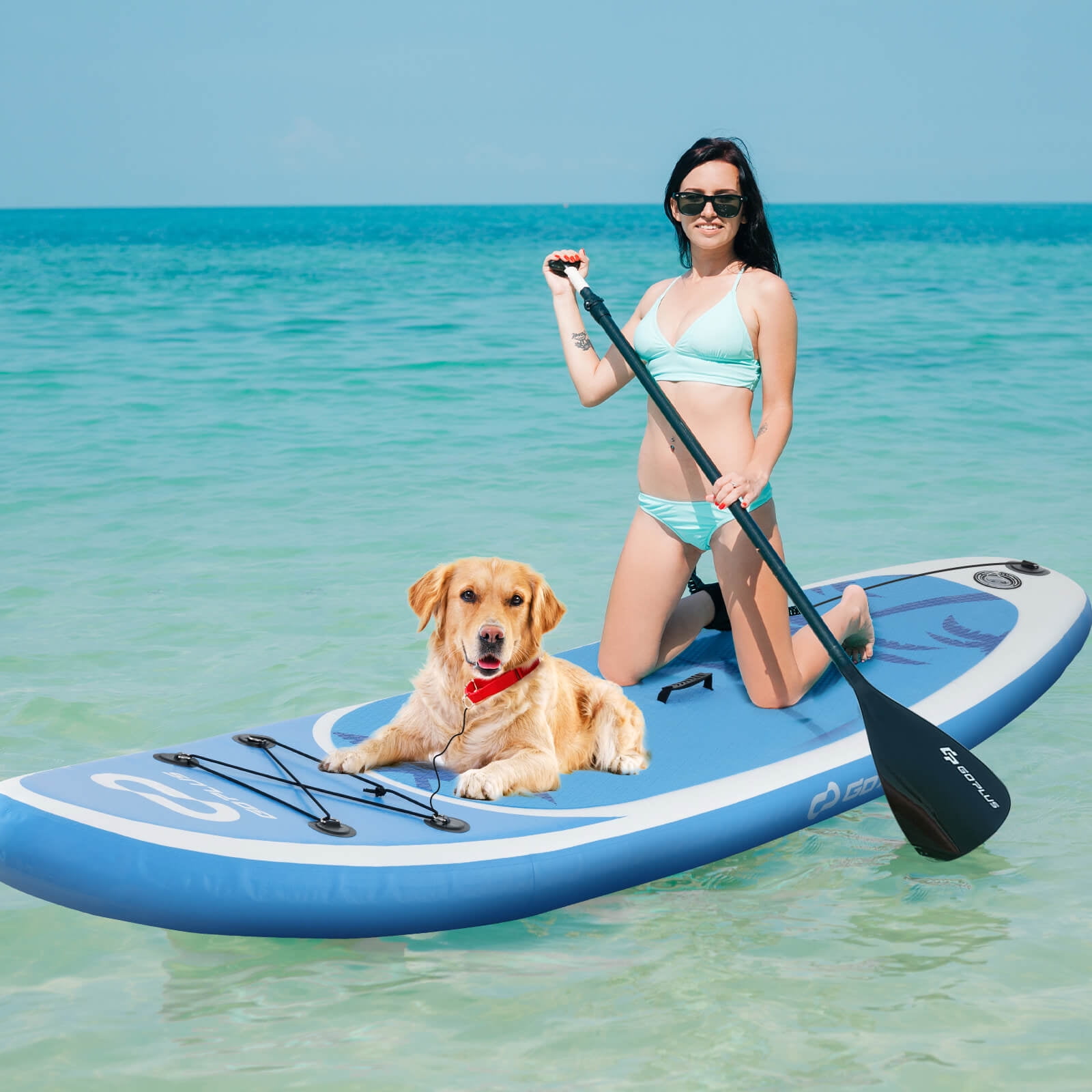 Goplus 10' Inflatable SUP Board, Portable Paddle Board with 5D rings Stand Up Paddle Board for Youth & Adult Blue