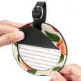 thumbnail image 2 of Peach 2pcs PU Leather Round Bag Tags with Privacy Cover and Name ID Tag - Suitcase Tags for Travel Luggage, Handbags, Backpacks, School Bags, 2 of 6