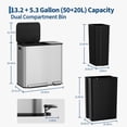 thumbnail image 3 of 13.2+5.2 Gallon Dual Compartment Step Trash Can, Stainless Steel Recycling Garbage Bin with Soft Close Lid & Removable Inner Buckets, Hands-Free Kitchen Waste Sorting Bin, 3 of 6