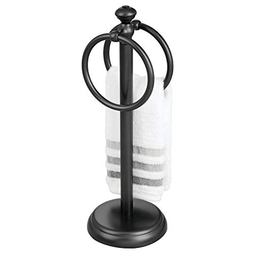 mDesign Decorative Metal Fingertip Towel Holder Stand for Bathroom Vanity Countertops to Display