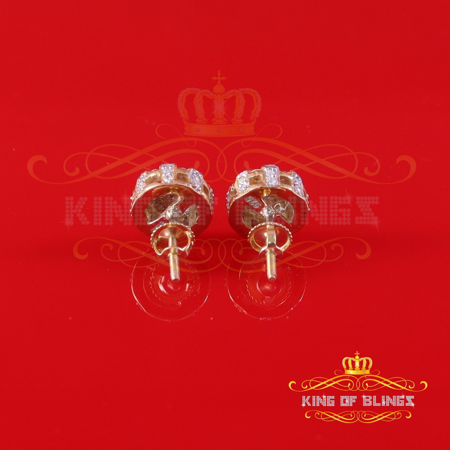 King of Bling's Men's/Womens 925 Silver Yellow 0.50ct VVS 'D' Moissanite Round Stud Earrings