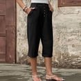 thumbnail image 6 of Yteetum Capris for Women with Pockets Summer Elastic Waist Button Lounge Capri Pants Womens Casual Solid Loose Fits Lightweight Comfy Cropped Pants, 6 of 9