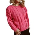 thumbnail image 4 of Liacowi Women Juniors Knit Pullover Long Sleeve Loose Fit Sweater Teen Girl Fall Winter Cable Jumper Knitwear Tops, 4 of 9