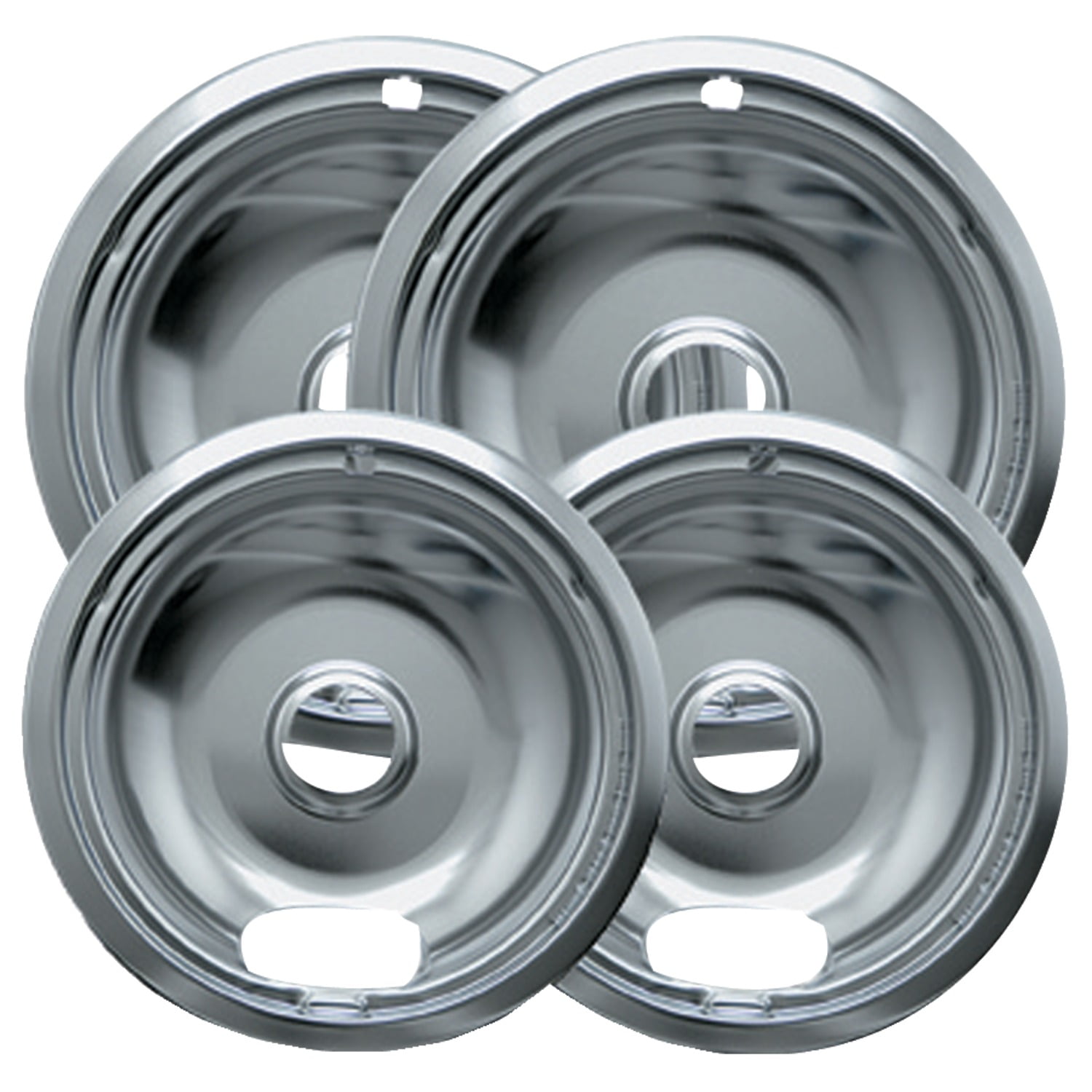 2 8" Stove Drip Pans Replacement Set for Whirlpool Chrome 2 6" and 