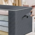 thumbnail image 3 of AUQ 2Pcs Blanket Storage,23.6"*15.7"*13.8" Clothing Storage Bins,Clothing Storage Bags,Gray1, 3 of 4