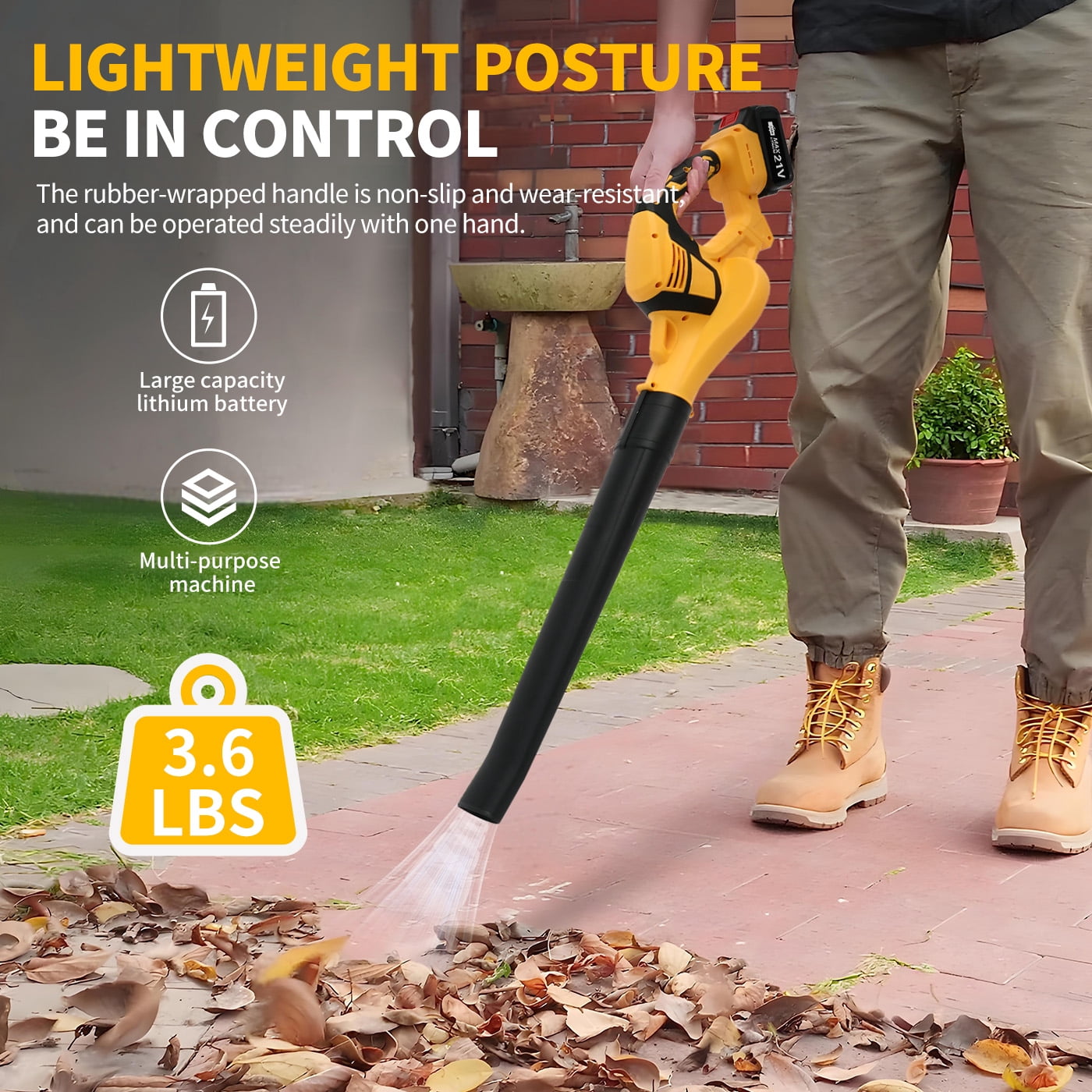 140 MPH Cordless Electric Leaf Blower, 21V Battery Powered Leaf Blower with 3.0Ah Battery