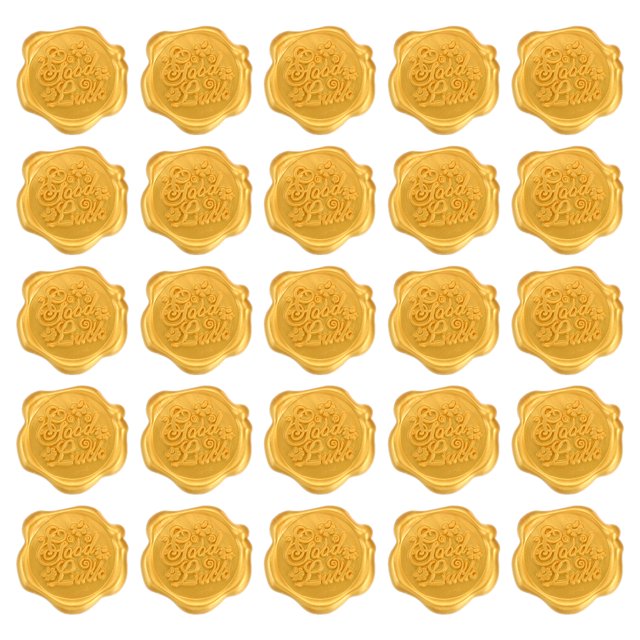 Unique Bargains Wax Seal Stickers, 25 Pcs Embossed Self Adhesive Good Luck Sticker, Gold Tone