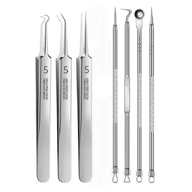 Kit d'Outils Professionnels en Acier Inoxydable pour Enlever l'Acné des Points Noirs et Blancs