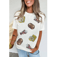 thumbnail image 3 of Women's White Sequin Crawfish, Potato, Lemon & Corn Graphic Crewneck T-Shirt | [ZhiHiMeRi] | (US 20-22)2XL, 3 of 9