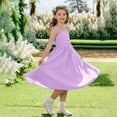thumbnail image 2 of HAOTAGS Girls Dresses,Sleeveless Mid-Length Lightweight Round Neck Summer Bubble Dress Purple 12-13, 2 of 9