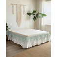 thumbnail image 2 of Flower Teal Bed Skirt Grey Cherry Blossoms Cotton Linen Background Bed Skirts Queen Size 18 Inch Drop, Wrap Around Dust Ruffle&nbsp;Bedskirt with Adjustable Elastic Belt for Queen Size Beds, 2 of 7