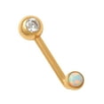 thumbnail image 2 of Anygolds 14K REAL Solid Gold 3mm Round Opal Diamond CZ Ball L Shaped Barbell VCH Christina Vaginal Hood Venus Genital Body Piercing Jewelry 14Gauge - MBJ4498-OP-CZY Yellow Gold, 2 of 4
