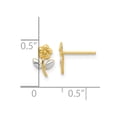 thumbnail image 3 of Auriga 14k Yellow Gold Rhodium Flower Stud Earrings for Women(L- 8.75mm, W- 6mm), 3 of 5