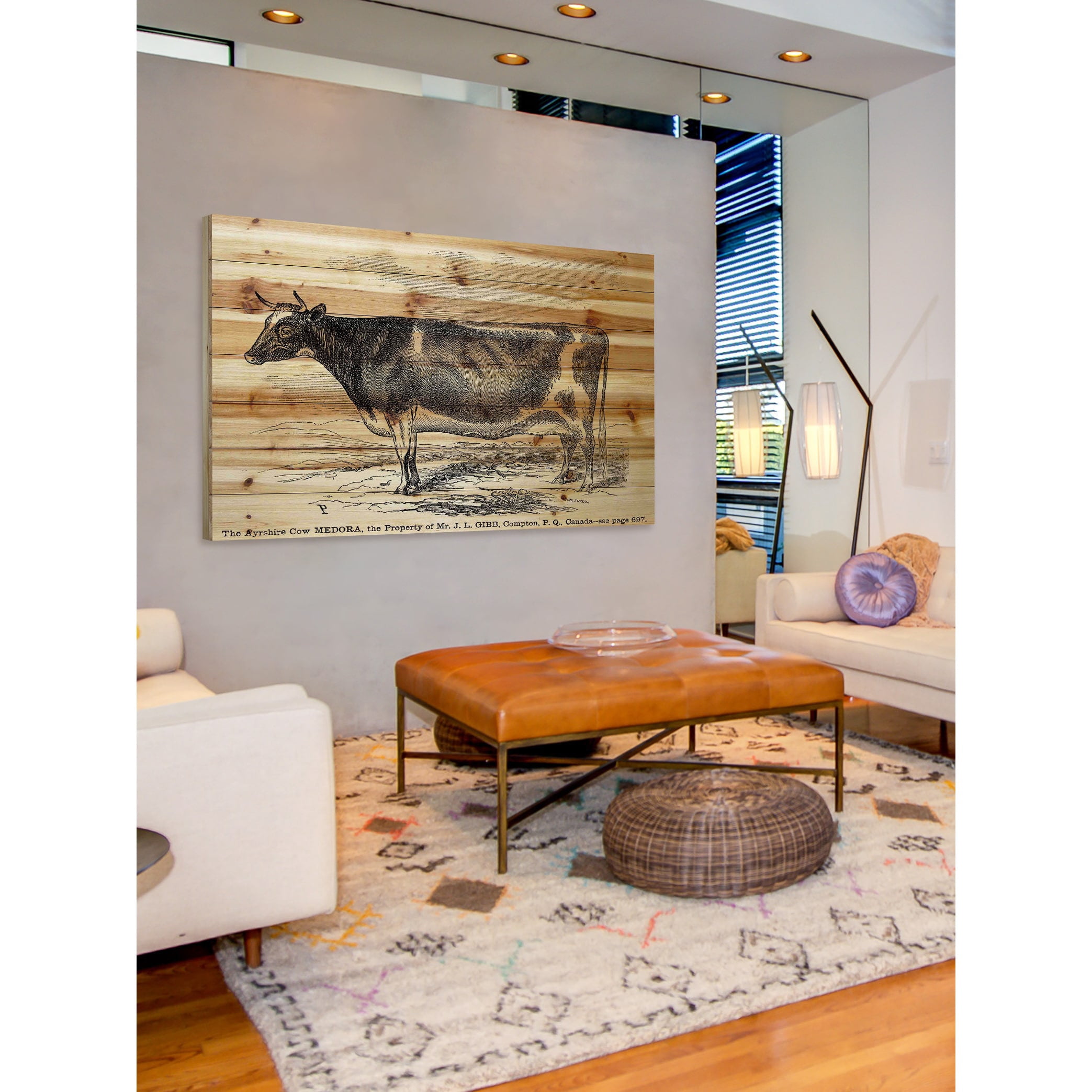 Marmont Hill "Ayrshire Cow" Painting Print on Natural Pine Wood