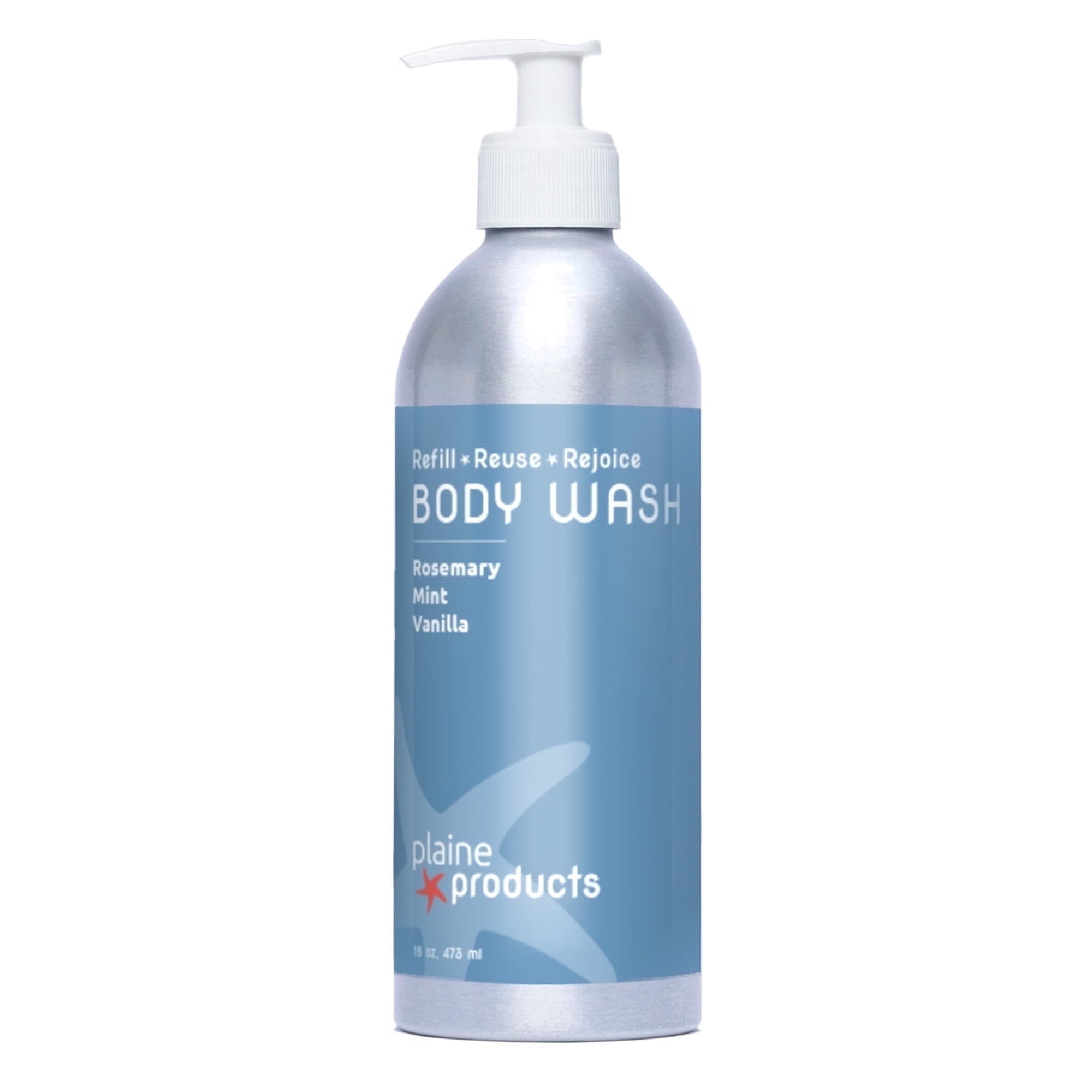 Plaine Products Sensitive Skin Body Wash - Rosemary, Mint, Vanilla, 16 oz (Original with Pump)