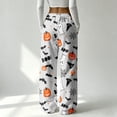 thumbnail image 3 of Halloween Baggy Sweatpants for Women Wide Leg Joggers Funny Ghost Print Fall 2026 Casual Flannel Lounge Pants Pajama Holiday Costumes with Pockets,XL,Rose Gold, 3 of 5