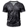 thumbnail image 3 of Jinhomg Mens Fashion Henley Shirts Trendy Short Sleeve Button V Neck Tops Lightweight Casual Washed Summer Athletic Tees Black XL, 3 of 6