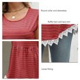 thumbnail image 4 of Camiseta sin mangas con cuello redondo para mujer, chaleco sin mangas de verano con estampado de rayas y dobladillo con volantes, 4 of 6
