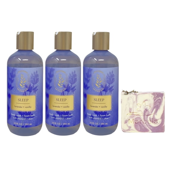 Bath & Body Works Aromatherapy Sleep Lavender   Vanilla 3 Body Wash   Foam Bath with a Lavender Dream Bar Soap