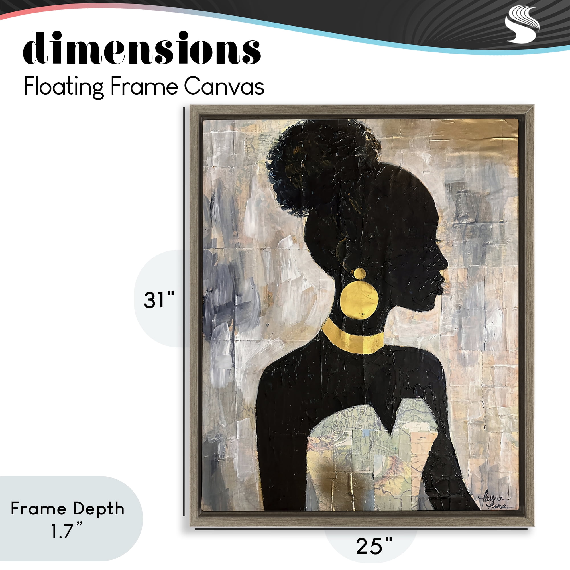 Stupell Industries Elegant Fashion Silhouette Brown Framed Floater Canvas Wall Art, design by Lauren Luna