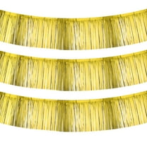 Foil Fringe Garland 10 Feet, 3 Pack Fringe Banner Wall Hanging Curtain Backdrop for Wedding Birthday, Gold Tone