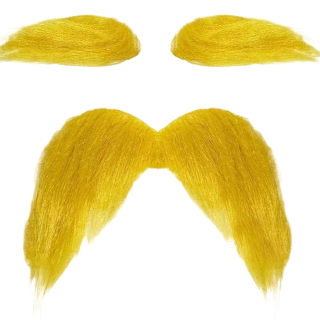 Yellow Mustache And Eyebrows Set Halloween Accessories Court Style Beard Kit